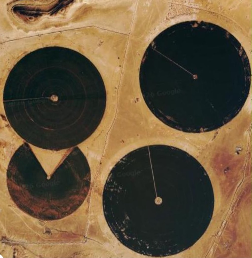 Satellite view of the circular pivot fields