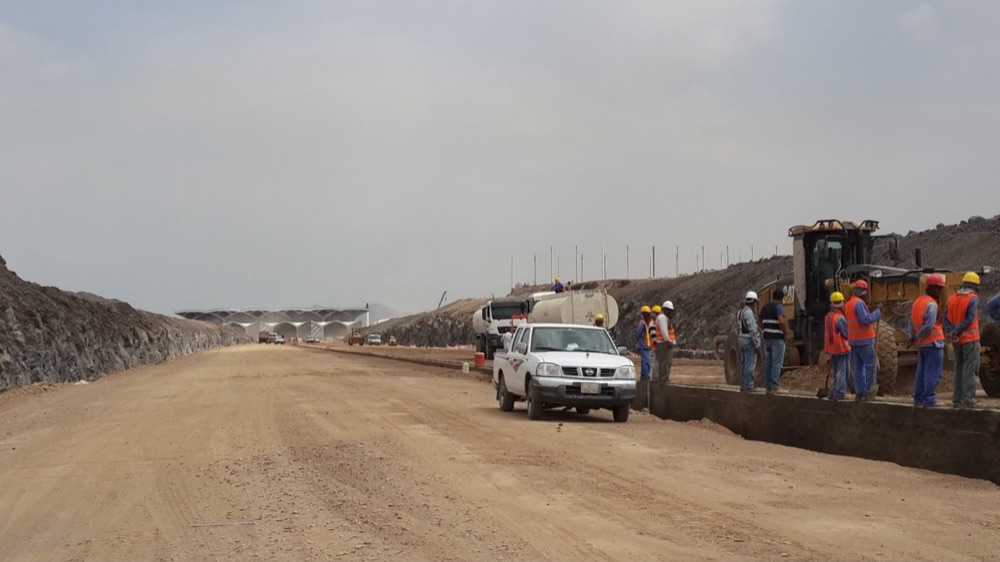 Excavators and reinforcement works at the Madinah construction site