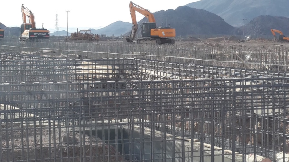 Foundation steel reinforcement prepared for concreting